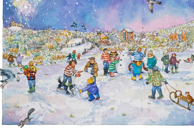 Charity Card snowmen on Lewes Railway Land SUS-201111-145548001
