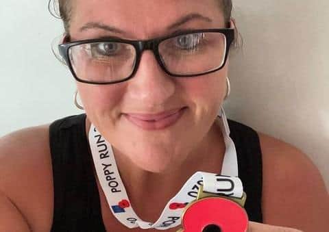 Anji Campbell ran solo and completed her 30km Poppy Run in 3 hours 19 minutes 33 seconds