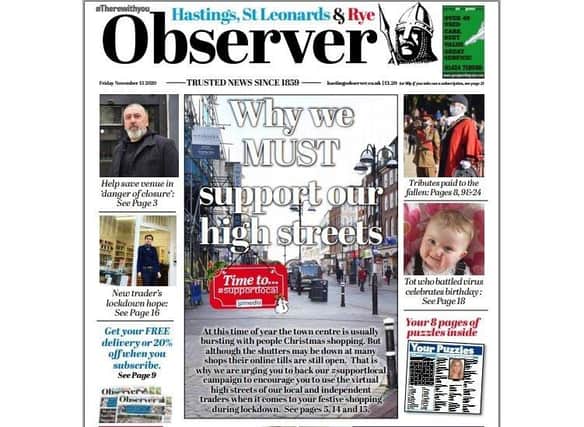 Today's Hastings and Rye Observer front page SUS-201211-122438001