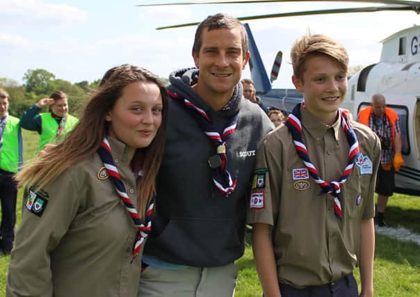 Bear Grylls with scouts