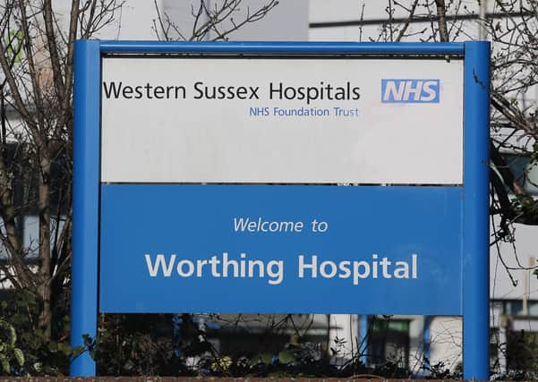 A sign for Worthing Hospital in West Sussex