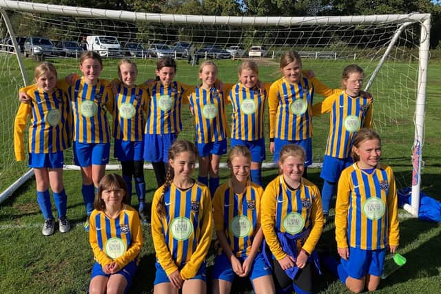 Southwick Rangers U11s girls’ team in their new kit