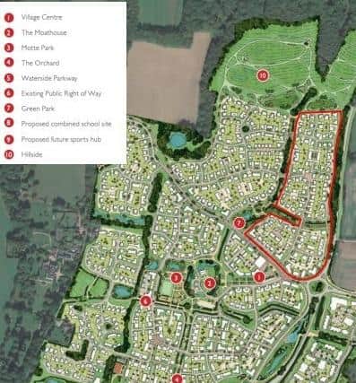 Illustrative masterplan of phase 1 with 1A outlined in red