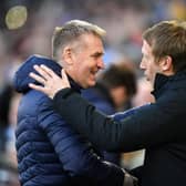Aston Villa boss with Brighton head coach Graham Potter