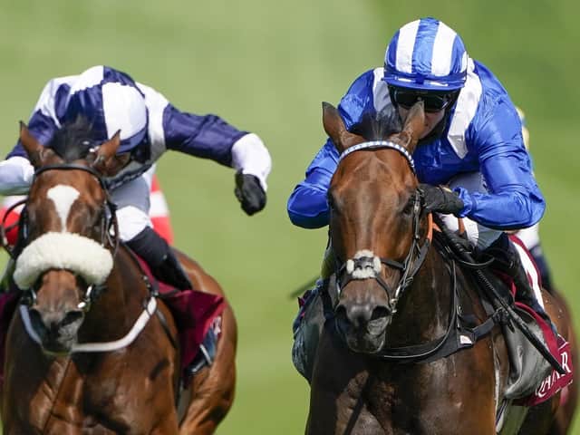 Battaash and Jim Crowley (right of picture) on their way to a fourth King George Stakes victory at Goodwood this year / Picture: Alan Crowhurst, Getty