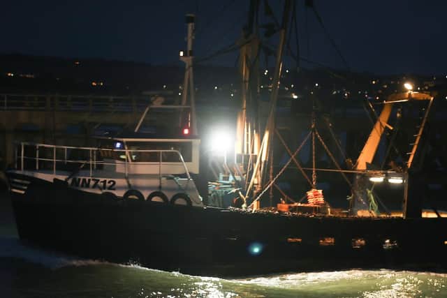 A major search operation is continuing off the coast in East Sussex this evening, more than 12 hours after a fishing boat sunk with three people on board. Photo: Eddie Mitchell