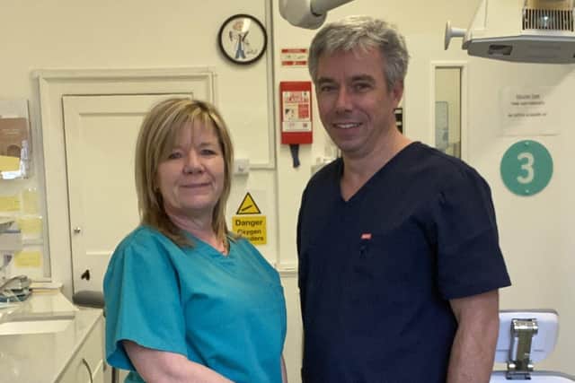 Toby Hancock and head dental nurse, Tracy Holcombe, from Richmond House dental practice in Chichester