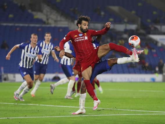 Liverpool striker Mo Salah in action against Brighton