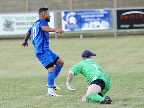 Ramon Santos has been a key man for Shoreham - here he is scoring against Seaford / Picture: Stephen Goodger
