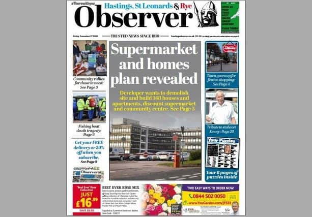 Today's front page of the Hastings and Rye Observer SUS-201126-140626001