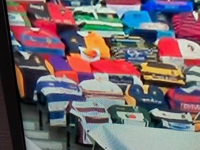 The shirts at Twickeham - Hastings and Bexhill's being the blue and white hooped one bottom left