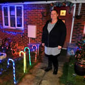 Tina Mallory has lit up her garden for Christmas as part of the Light Up Billingshurst trail. Pic Steve Robards SR2011262 SUS-201127-100941001