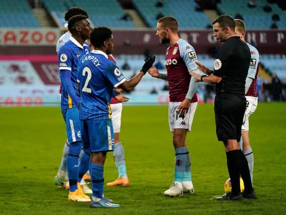 Tariq Lamptey was sent off during the 2-1 win at Aston Villa last Saturday