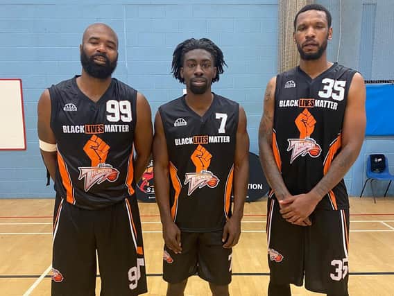 Worthing Thunder players in the new Black Lives Matter shirts they are sporting this season / Picture: Worthing Thunder