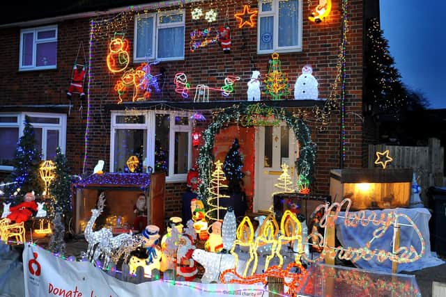 Wayne said some of his neighbours come to look at the lights outside his house every night 'as part of their routine for the little children'. Pic Steve Robards SR2012011
