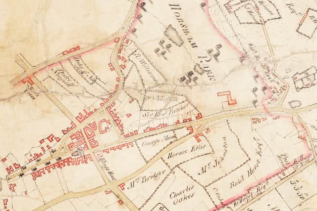An old Horsham map with the pest house illustrated