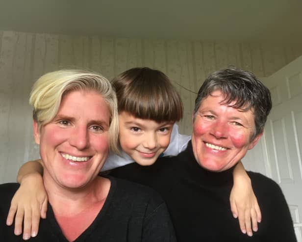 Heather Ducharme, from Littlehampton, with her son Will and partner Wendy Lewis