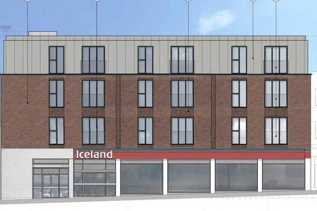 Proposed two new storeys above Burgess Hill Iceland store in Church Walk