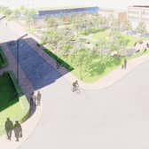 CGI of the proposed local centre in the Whitehouse Farm development west of Chichester