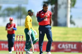 Chris Jordan celebrates a wicket during England's IT20 series win in South Africa / Picture: Getty