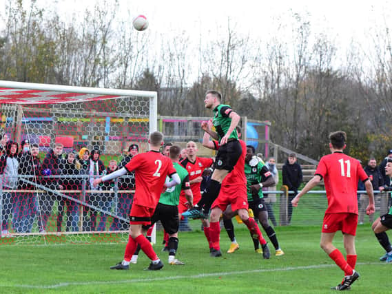 Burgess Hill in action at Hassocks, where they won 8-1 on Saturday to win the Ann John Memorial Trophy / Picture: Chris Neal