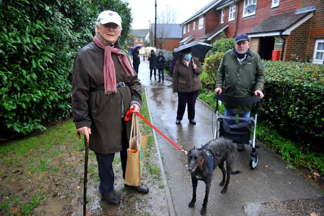 Andrew Pearson is calling for the council to reverse plans to convert the footpath to a multi-use path. Seen here with other concerned residents. Pic Steve Robards SR2012061 SUS-200712-102455001