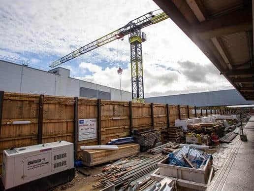 The railway station works being carried out at Gatwick Airport