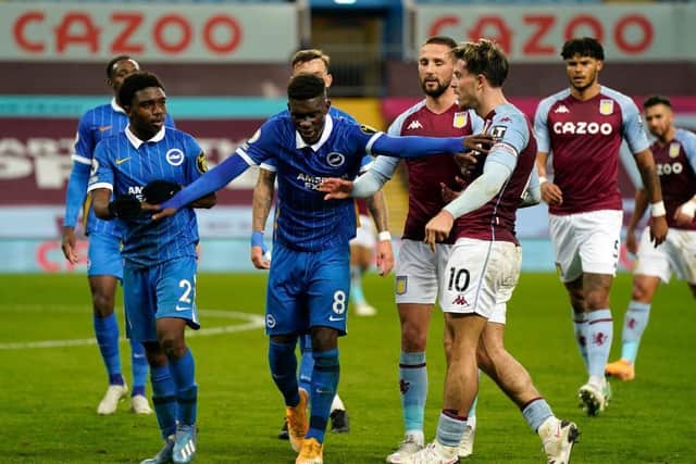 Tariw Lamptey was sent-off at Villa Park after clashing with Jack Grealish