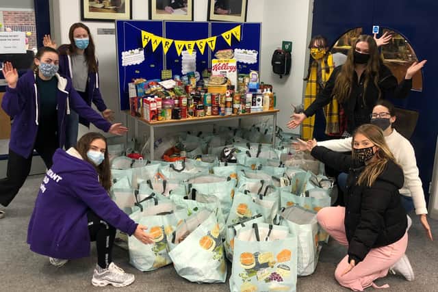 Year seven and sixth form students from Felpham Community College who co-ordinated the sorting of donations and helped with the collection