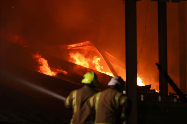 The farm fire in Slinfold, West Sussex