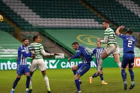 Shane Duffy scores against Kilmarnock during Celtic's 2-0  victory