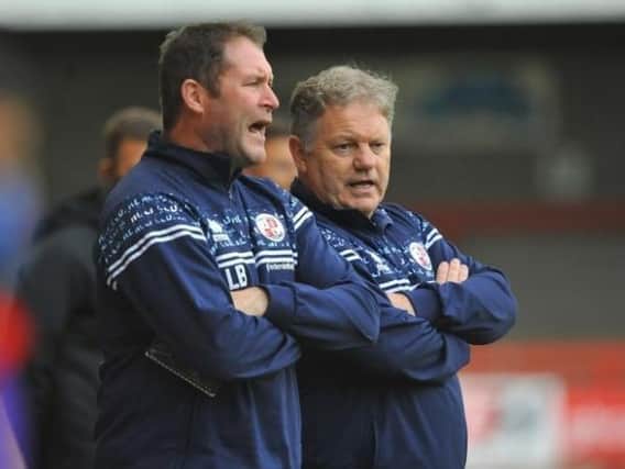 Lee Bradbury (left) was again taking charge of Crawley in the absence of manager John Yems, due to personal reasons.