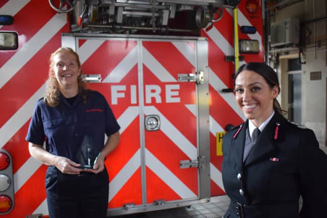 Samantha Evans with Chief Fire Officer Sabrina Cohen-Hatton