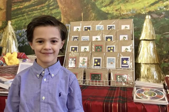 Otto sold his cards at a Sussex Snowdrop Trust pop-up shop