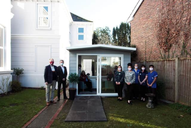 Avon Manor care home has set up a visitor pod SUS-201217-123623001