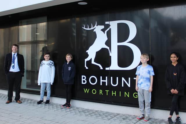 Tom Pearson, achievement co-ordinator and school lead for fundraising at Bohunt Worthing, with year-seven students on non-uniform day