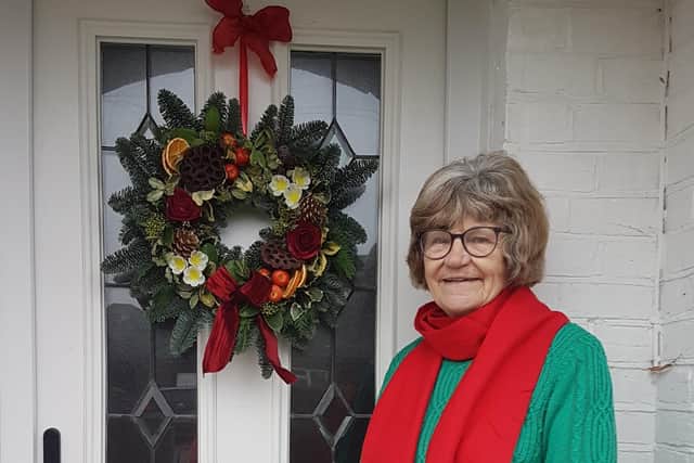 Jackie Wright, winner of best Christmas wreath, with her creation