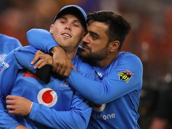 Phil Salt and Rashid Khan in Adelaide Strikers action / Picture: Getty