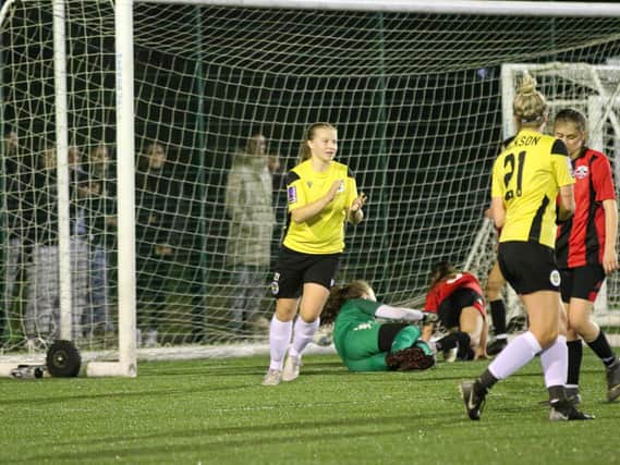 Chanelle Gainsford celebrating her goal / Picture: James Boyes