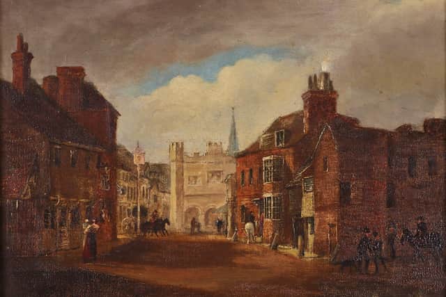 Market Square in Horsham, showing where The Star would have been on the left of the Old Town Hall, now Cafe at No4. Picture: Horsham Museum & Art Gallery