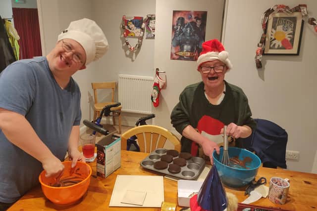 Peter and Kevin making their creations for the festive bake competition