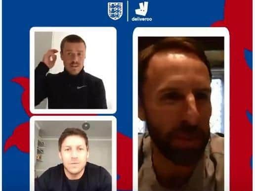 Gareth Southgate on a video call with Kevin and Scott during the Run5k4NHS project