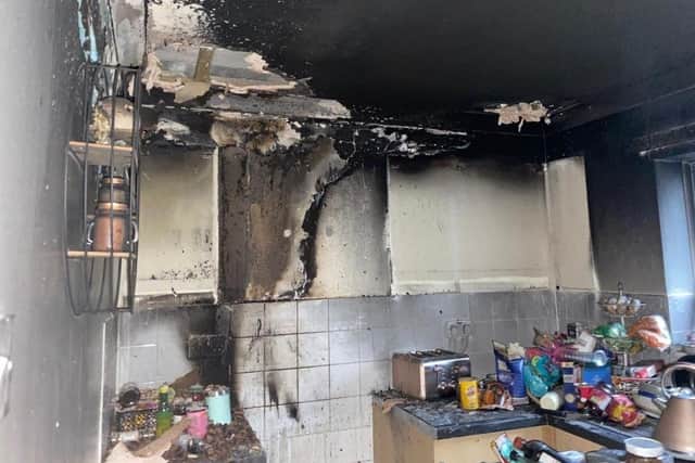 The fire ripped through the kitchen