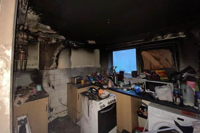 The fire ripped through the kitchen