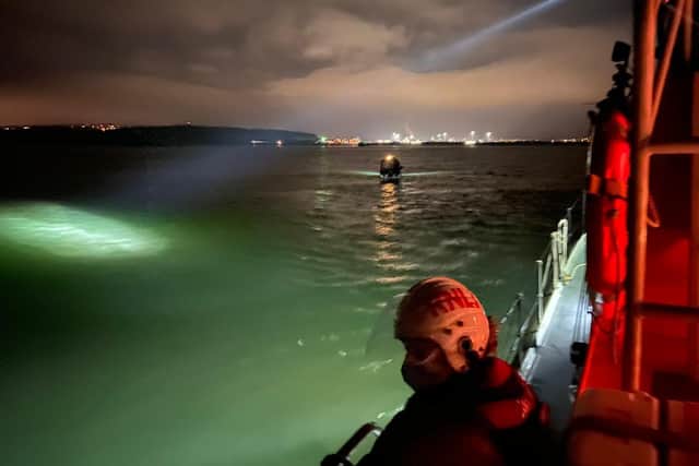 The David and Elizabeth Acland prepares to tow the casualty. Photo: RNLI/James Johnson