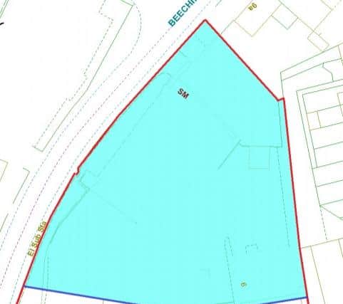 Site location in blue