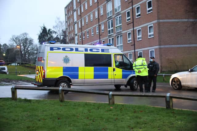 Emergency services have declared a major incident in Crawley after 700 people were evacuated from a block of flats. Picture: Eddie Mitchell SUS-210601-083135001