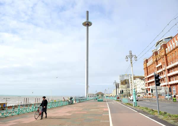 Brighton seafront at the start of the first lockdown last March. Pic by Steve Robards