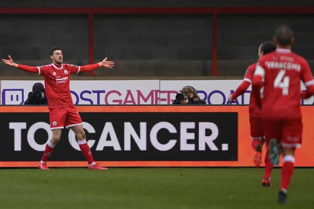 Ashley Nadesan celebrates his goal
