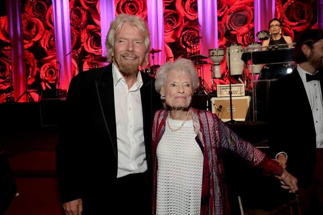 Sir Richard Branson described his mum, Eve, as a 'force of nature' and someone who 'lived many remarkable lives'. (Photo by Michael Kovac/Getty Images for AltaMed)